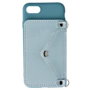 Husa Crossbody Wallet compatibila cu iPhone 7, Comando Fonix, Suport pentru carduri si lant metalic detasabil, Mini-poseta, Albastru