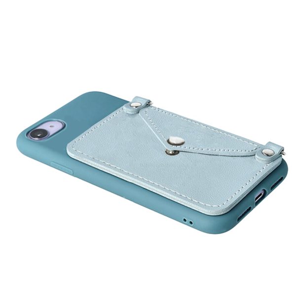 Husa Crossbody Wallet compatibila cu iPhone 7, Comando Fonix, Suport pentru carduri si lant metalic detasabil, Mini-poseta, Albastru2