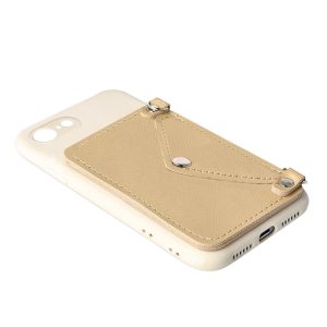 Husa Crossbody Wallet compatibila cu iPhone 8, Comando Fonix, Suport pentru carduri si lant metalic detasabil, Mini-poseta, Crem2