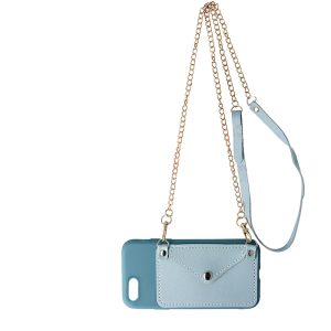 Husa Crossbody Wallet compatibila cu iPhone SE 3 2022, Comando Fonix, Suport pentru carduri si lant metalic detasabil, Mini-poseta, Albastru3