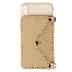 Husa Crossbody Wallet compatibila cu iPhone X/XS, Comando Fonix, Suport pentru carduri si lant metalic detasabil, Mini-poseta, Crem