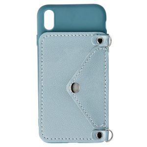 Husa Crossbody Wallet compatibila cu iPhone X/XS, Comando Fonix, Suport pentru carduri si lant metalic detasabil, Mini-poseta, Albastru