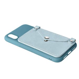 Husa Crossbody Wallet compatibila cu iPhone X/XS, Comando Fonix, Suport pentru carduri si lant metalic detasabil, Mini-poseta, Albastru2