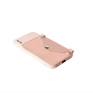 Husa Crossbody Wallet compatibila cu iPhone X/XS, Comando Fonix, Suport pentru carduri si lant metalic detasabil, Mini-poseta, Roz2