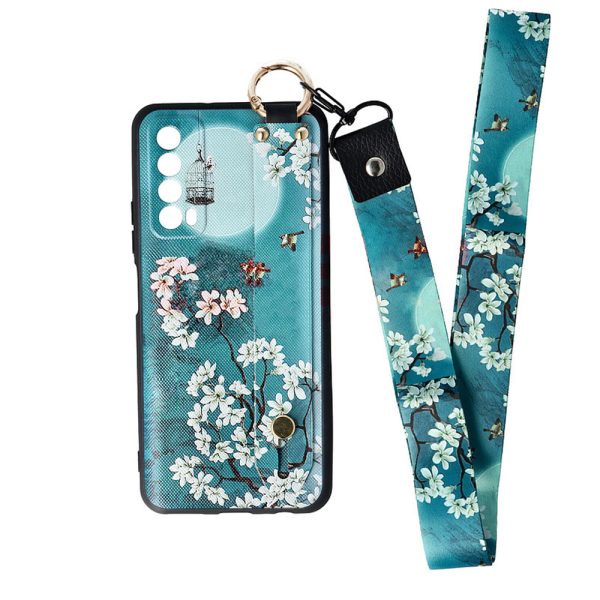 Husa Crossbody Pattern compatibila cu Huawei P Smart 2021, Comando Fonix, Imprimeu grafic, Lant textil detasabil, Turcoaz2