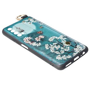 Husa Crossbody Pattern compatibila cu Huawei P Smart 2021, Comando Fonix, Imprimeu grafic, Lant textil detasabil, Turcoaz3