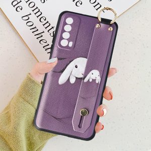 Husa Crossbody Pattern compatibila cu Huawei P Smart 2021, Comando Fonix, Imprimeu grafic, Lant textil detasabil, Mov