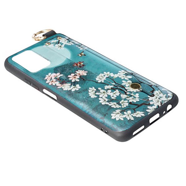 Husa Crossbody Pattern compatibila cu Samsung Galaxy Note 20, Comando Fonix, Imprimeu grafic, Lant textil detasabil, Turcoaz3