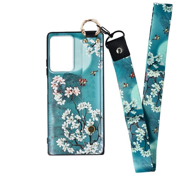 Husa Crossbody Pattern compatibila cu Samsung Galaxy Note 20 Ultra, Comando Fonix, Imprimeu grafic, Lant textil detasabil, Turcoaz2