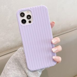 Husa Knit Texture compatibila cu Apple iPhone 11 Pro, Comando Fonix, Imprimeu crosetat, Silicon tesut, Lila