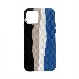 Husa Knit Texture compatibila cu Apple iPhone 11, Comando Fonix, Imprimeu crosetat, Silicon tesut, Negru