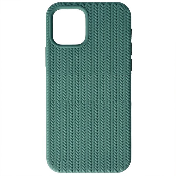 Husa Knit Texture compatibila cu Apple iPhone 11 Pro, Comando Fonix, Imprimeu crosetat, Silicon tesut, Verde inchis