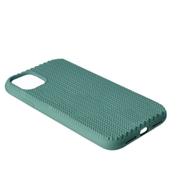 Husa Knit Texture compatibila cu Apple iPhone 11 Pro, Comando Fonix, Imprimeu crosetat, Silicon tesut, Verde inchis2