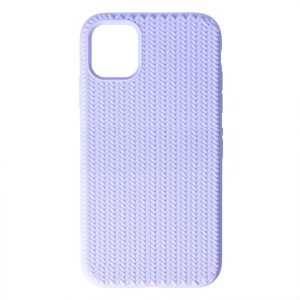 Husa Knit Texture compatibila cu Apple iPhone 12, Comando Fonix, Imprimeu crosetat, Silicon tesut, Lila