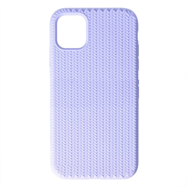 Husa Knit Texture compatibila cu Apple iPhone 12 Pro, Comando Fonix, Imprimeu crosetat, Silicon tesut, Lila