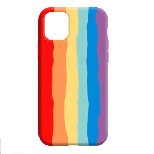 Husa Psychedelic Rainbow compatibila cu iPhone 11, Comando Fonix, Design curcubeu, Silicon flexibil, Multicolor