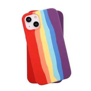 Husa Psychedelic Rainbow compatibila cu iPhone 12 Mini, Comando Fonix, Design curcubeu, Silicon flexibil, Multicolor2