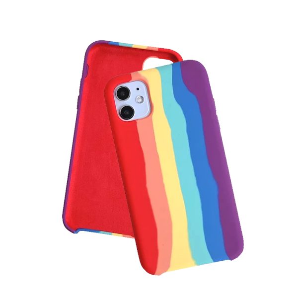 Husa Psychedelic Rainbow compatibila cu iPhone 12 Mini, Comando Fonix, Design curcubeu, Silicon flexibil, Multicolor3