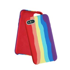 Husa Psychedelic Rainbow compatibila cu iPhone 7, Comando Fonix, Design curcubeu, Silicon flexibil, Multicolor2