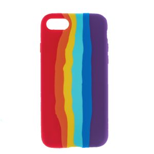 Husa Psychedelic Rainbow compatibila cu iPhone 8, Comando Fonix, Design curcubeu, Silicon flexibil, Multicolor