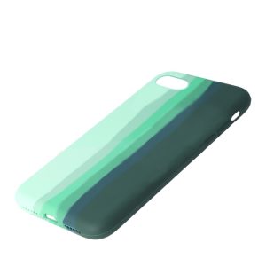 Husa Psychedelic Rainbow compatibila cu iPhone 8, Comando Fonix, Design curcubeu, Silicon flexibil, Verde3