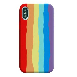 Husa Psychedelic Rainbow compatibila cu iPhone X/XS, Comando Fonix, Design curcubeu, Silicon flexibil, Multicolor