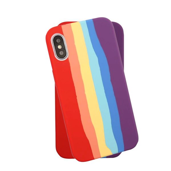 Husa Psychedelic Rainbow compatibila cu iPhone X/XS, Comando Fonix, Design curcubeu, Silicon flexibil, Multicolor2