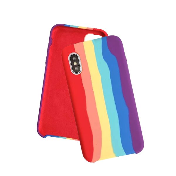 Husa Psychedelic Rainbow compatibila cu iPhone X/XS, Comando Fonix, Design curcubeu, Silicon flexibil, Multicolor