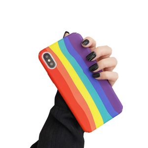 Husa Psychedelic Rainbow compatibila cu iPhone X/XS, Comando Fonix, Design curcubeu, Silicon flexibil, Multicolor4