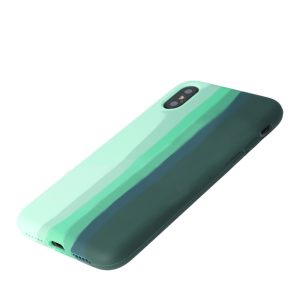 Husa Psychedelic Rainbow compatibila cu iPhone X/XS, Comando Fonix, Design curcubeu, Silicon flexibil, Verde3