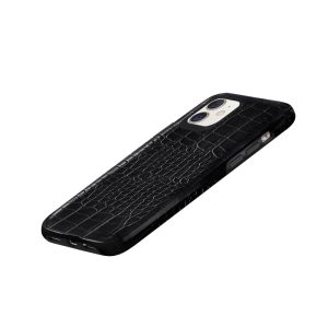 Husa Crocs Leather compatibila cu iPhone 11 Pro, Comando Fonix, Textura piele crocodil, Montare snap-on, Slim, Piele ecologica si TPU, Negru3