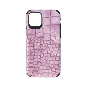 Husa Crocs Leather compatibila cu iPhone 11 Pro, Comando Fonix, Textura piele crocodil, Montare snap-on, Slim, Piele ecologica si TPU, Lila