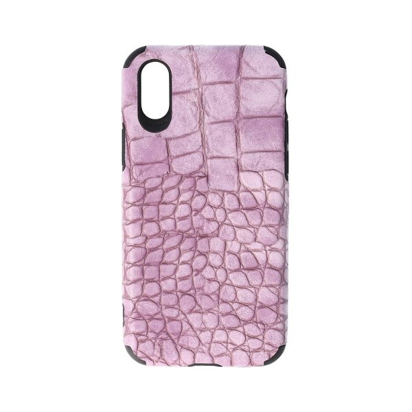 Husa Crocs Leather compatibila cu Samsung Galaxy A10/M10, Comando Fonix, Textura piele crocodil, Montare snap-on, Slim, Piele ecologica si TPU, Lila