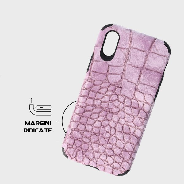 Husa Crocs Leather compatibila cu Samsung Galaxy A10/M10, Comando Fonix, Textura piele crocodil, Montare snap-on, Slim, Piele ecologica si TPU, Lila