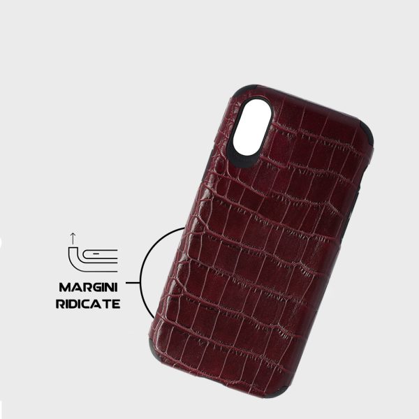 Husa Crocs Leather compatibila cu Samsung Galaxy A10/M10, Comando Fonix, Textura piele crocodil, Montare snap-on, Slim, Piele ecologica si TPU, Visiniu