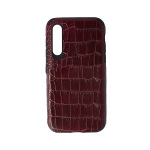 Husa Crocs Leather compatibila cu Samsung Galaxy A50, Comando Fonix, Textura piele crocodil, Montare snap-on, Slim, Piele ecologica si TPU, Visiniu