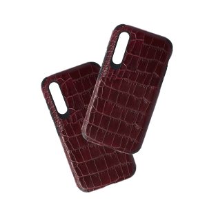 Husa Crocs Leather compatibila cu Samsung Galaxy A50, Comando Fonix, Textura piele crocodil, Montare snap-on, Slim, Piele ecologica si TPU, Visiniu2