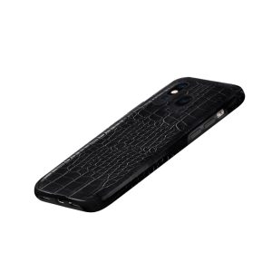 Husa Crocs Leather compatibila cu Samsung Galaxy A40, Comando Fonix, Textura piele crocodil, Montare snap-on, Slim, Piele ecologica si TPU, Negru3