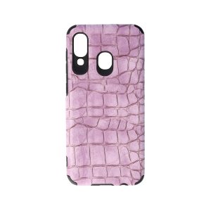 Husa Crocs Leather compatibila cu Samsung Galaxy A40, Comando Fonix, Textura piele crocodil, Montare snap-on, Slim, Piele ecologica si TPU, Lila