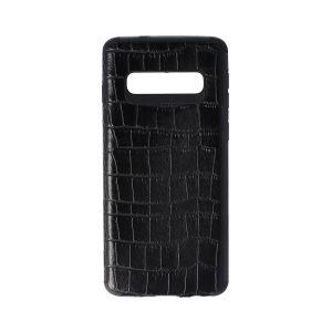 Husa Crocs Leather compatibila cu Samsung Galaxy S10, Comando Fonix, Textura piele crocodil, Montare snap-on, Slim, Piele ecologica si TPU, Negru