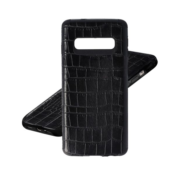 Husa Crocs Leather compatibila cu Samsung Galaxy S10, Comando Fonix, Textura piele crocodil, Montare snap-on, Slim, Piele ecologica si TPU, Negru3