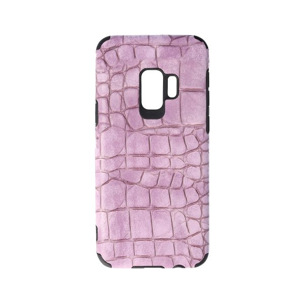 Husa Crocs Leather compatibila cu Samsung Galaxy S9, Comando Fonix, Textura piele crocodil, Montare snap-on, Slim, Piele ecologica si TPU, Lila