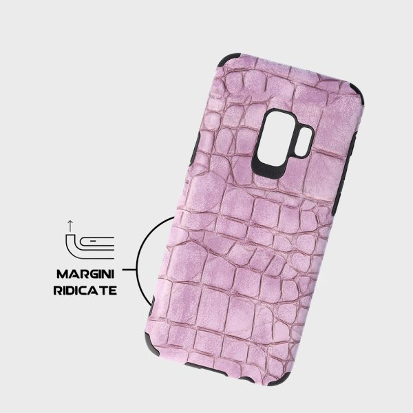 Husa Crocs Leather compatibila cu Samsung Galaxy S9, Comando Fonix, Textura piele crocodil, Montare snap-on, Slim, Piele ecologica si TPU, Lila