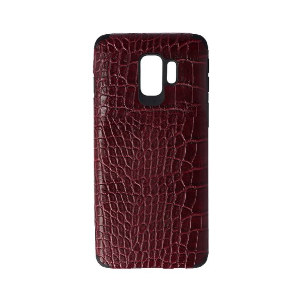 Husa Crocs Leather compatibila cu Samsung Galaxy S9, Comando Fonix, Textura piele crocodil, Montare snap-on, Slim, Piele ecologica si TPU, Visiniu