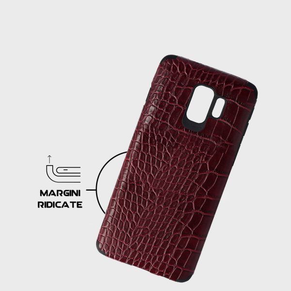 Husa Crocs Leather compatibila cu Samsung Galaxy S9, Comando Fonix, Textura piele crocodil, Montare snap-on, Slim, Piele ecologica si TPU, Visiniu