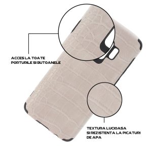 Husa Crocs Leather compatibila cu Samsung Galaxy S9, Comando Fonix, Textura piele crocodil, Montare snap-on, Slim, Piele ecologica si TPU, Gri4