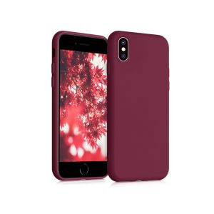 Husa Safe Flex compatibila cu iPhone X/XS, Comando Fonix, Design Slim flexibil, Interior captusit cu microfibra, Anti shock, Silicon moale, Textura cu finisaj mat/fin, Antiaderent, Visiniu2