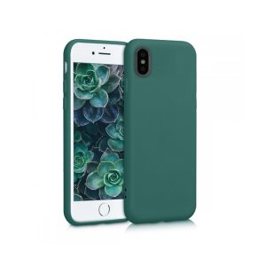 Husa Safe Flex compatibila cu iPhone X/XS, Comando Fonix, Design Slim flexibil, Interior captusit cu microfibra, Anti shock, Silicon moale, Textura cu finisaj mat/fin, Antiaderent, Verde inchis2