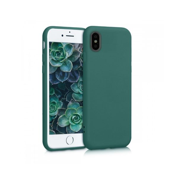 Husa Safe Flex compatibila cu iPhone X/XS, Comando Fonix, Design Slim flexibil, Interior captusit cu microfibra, Anti shock, Silicon moale, Textura cu finisaj mat/fin, Antiaderent, Verde inchis2