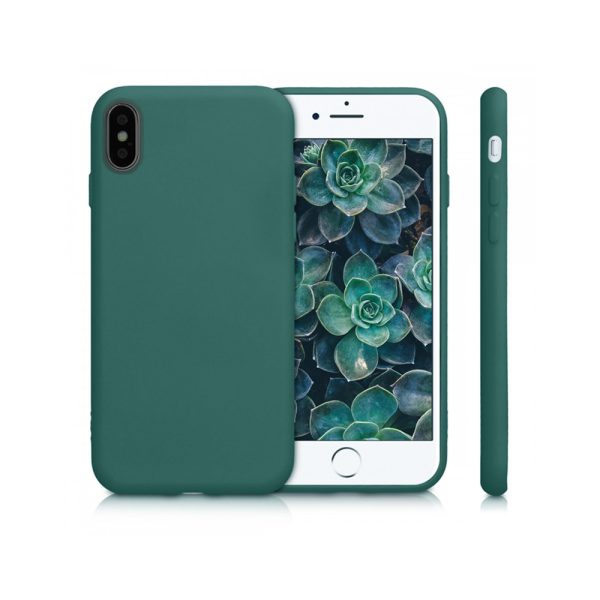 Husa Safe Flex compatibila cu iPhone X/XS, Comando Fonix, Design Slim flexibil, Interior captusit cu microfibra, Anti shock, Silicon moale, Textura cu finisaj mat/fin, Antiaderent, Verde inchis3